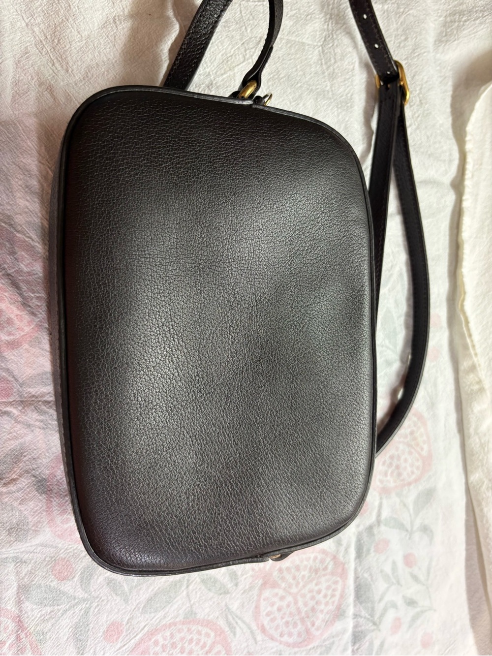 Gucci Brown Leather Messenger Bag with Green-Red Stripe and Gold Bee - Picture 4 of 10